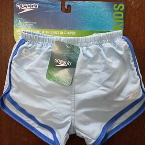 NWT Speedo Infant Swim Shorts Built In Diaper UV Protection Pull On L 18M